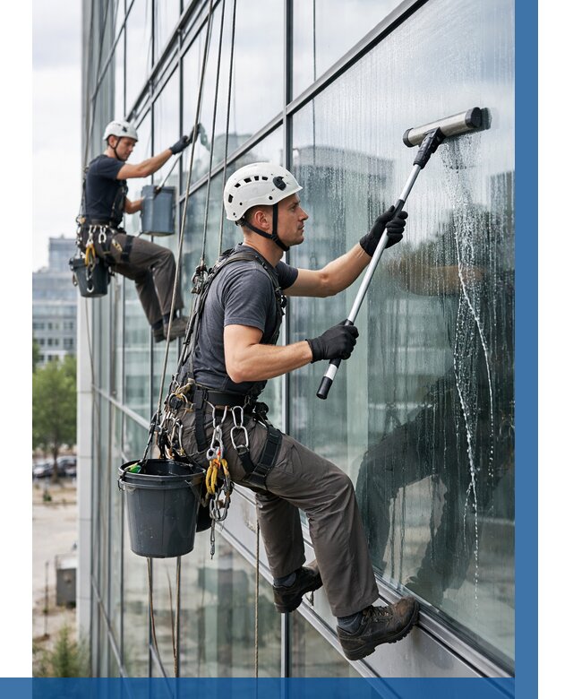 Мойка витражей альпинистами в Дмитрах от 750 р. под ключ|ВЫСОТНИК-Дмв