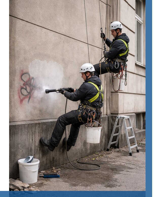 Удаление граффити с фасада в Дмитрах от 4824 р. | ВЫСОТНИК-Дмв