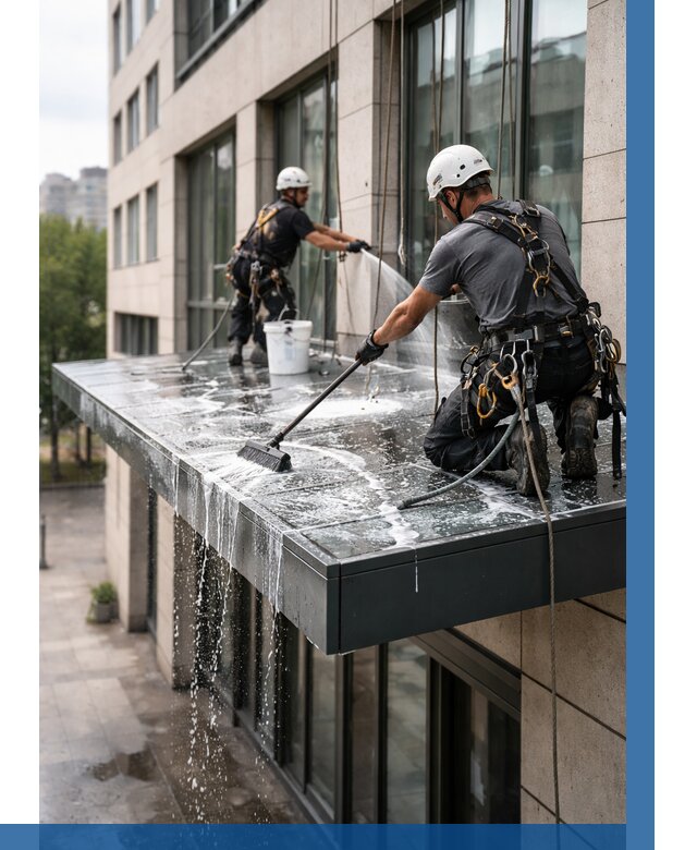 Мойка козырьков и навесов в Дмитрах от 3752 р. | ВЫСОТНИК-Дмв