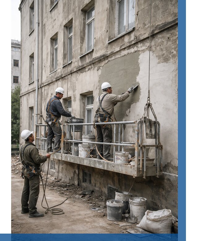 Капитальный ремонт фасада в Дмитрах от 4502 р. | ВЫСОТНИК-Дмв