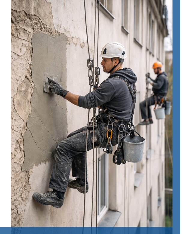 Восстановление штукатурки фасада в Дмитрах от 1286 р. | ВЫСОТНИК-Дмв