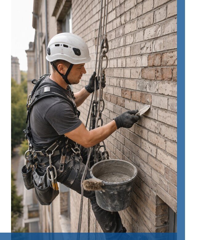 Ремонт кирпичной кладки фасада в Дмитрах от 1930 р. | ВЫСОТНИК-Дмв