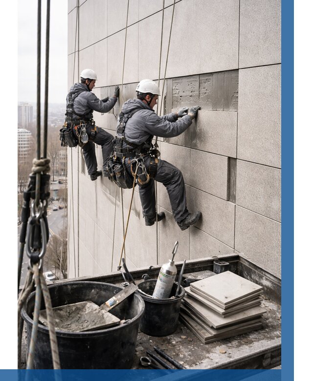 Ремонт фасада из керамогранита в Дмитрах от 2680 р. | ВЫСОТНИК-Дмв