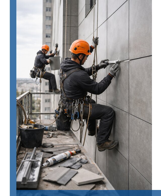 Профессиональный ремонт фасада из керамогранита в Дмитрах