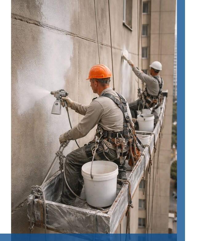 Грунтовка фасада на высоте в Дмитрах от 129 р. | ВЫСОТНИК-Дмв