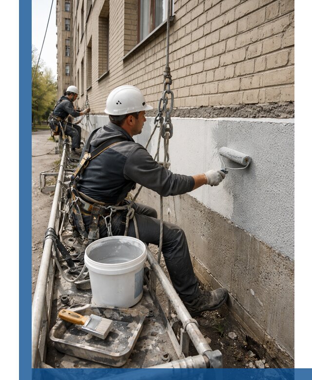 Окраска цоколя здания в Дмитрах профессионально и надежно