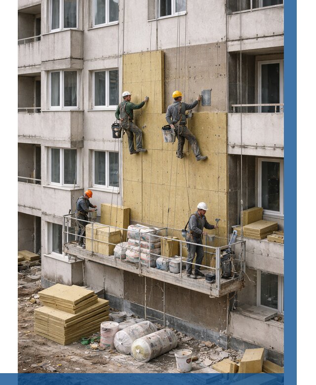 Утепление фасада минватой в Дмитрах от 1608 р. | ВЫСОТНИК-Дмв