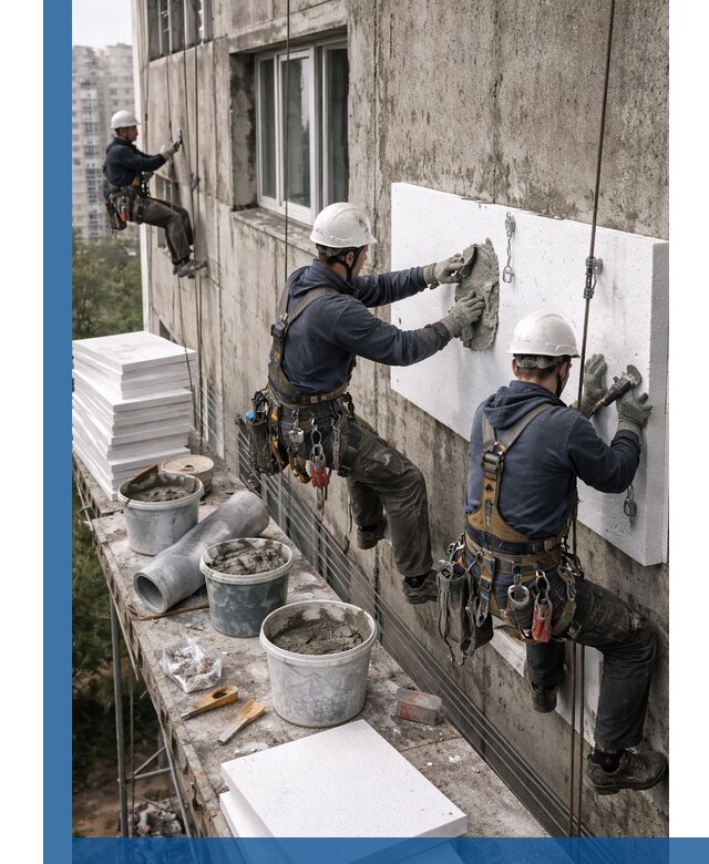 Утепление фасада пенополистиролом в Дмитрах под ключ