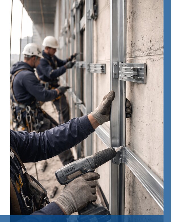 Монтаж подсистемы вентфасада в Дмитрах от 911 р. | ВЫСОТНИК-Дмв