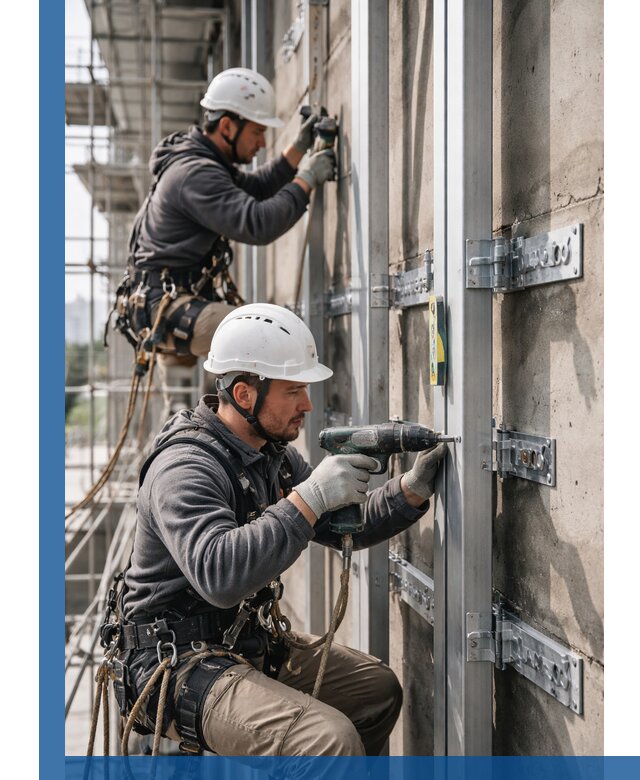 Монтаж и крепление подсистемы вентфасада в Дмитрах