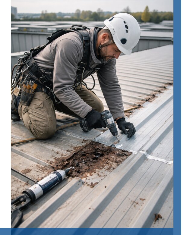 Ремонт профнастила на кровле в Дмитрах от 750 р. | ВЫСОТНИК-Дмв