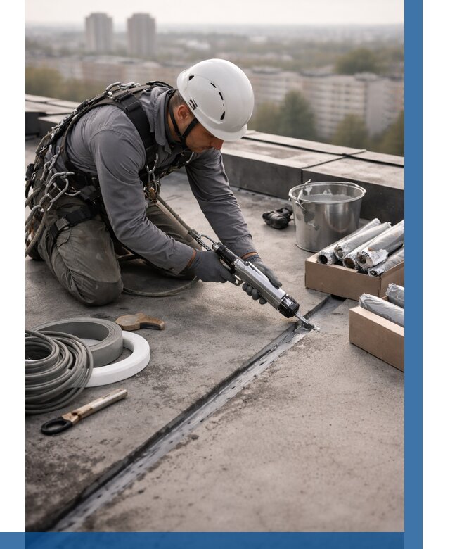 Герметизация швов кровли в Дмитрах от 482 р./м2 | ВЫСОТНИК-Дмв