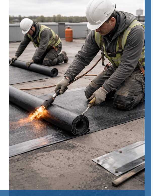 Монтаж наплавляемой кровли в Дмитрах от 911 р. — ВЫСОТНИК-Дмв