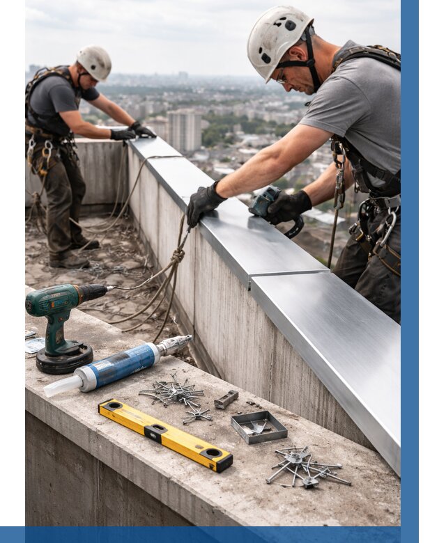 Монтаж парапетных крышек в Дмитрах от 858 р. | ВЫСОТНИК-Дмв