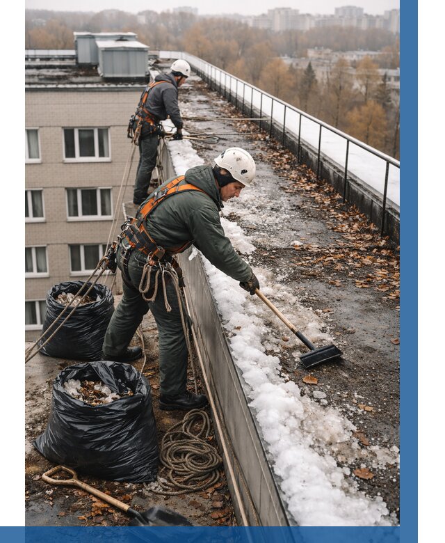 Очистка кровли по периметру в Дмитрах от 590 р. | ВЫСОТНИК-Дмв