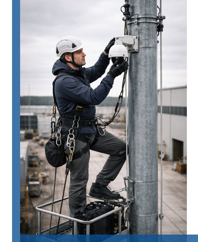 Профессиональная установка видеокамер на мачте в Дмитрах