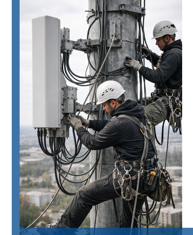 Монтаж оборудования связи на мачте в Дмитрах с пусконаладкой