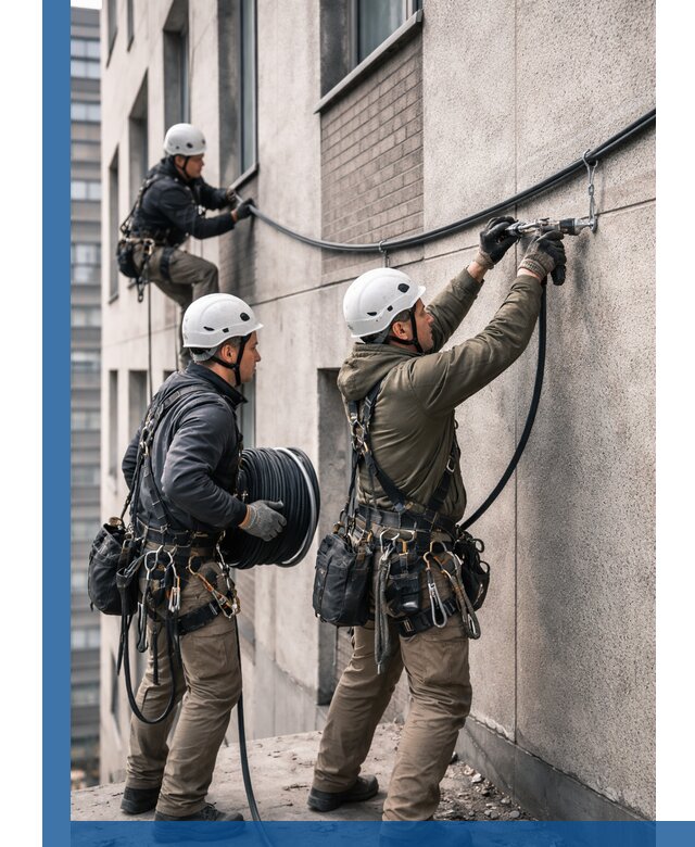 Прокладка кабеля по фасаду в Дмитрах, профессиональный монтаж