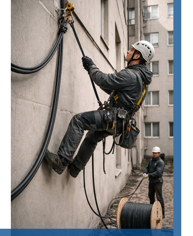 Протяжка кабеля питания на высоте в Дмитрах от 482 р. | ВЫСОТНИК-Дмв