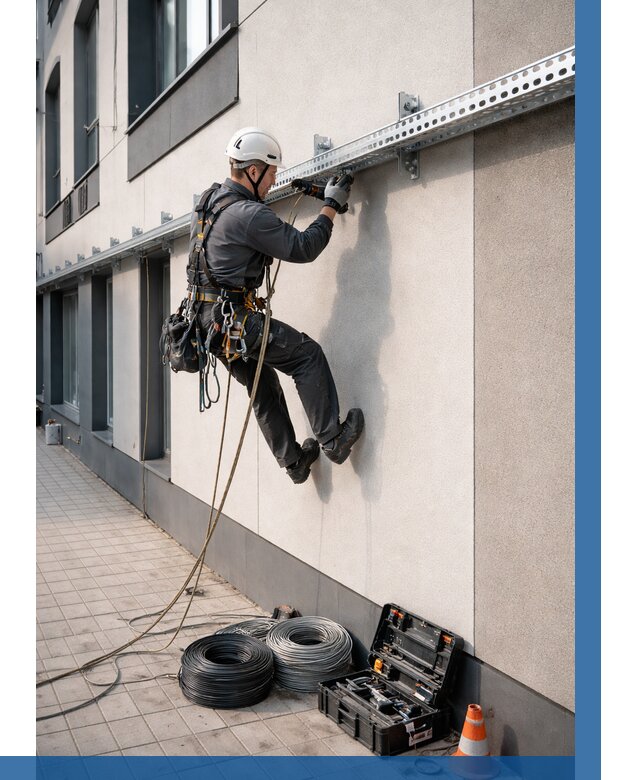 Монтаж кабельных лотков на фасаде в Дмитрах от 1286 р. | ВЫСОТНИК-Дмв