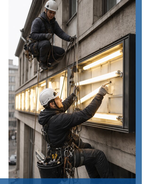 Замена ламп в вывеске в Дмитрах под ключ от 3752 р. | ВЫСОТНИК-Дмв