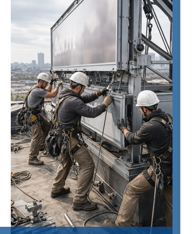 Монтаж крышной рекламной конструкции в Дмитрах от 64320 р.|ВЫСОТНИК-Дмв