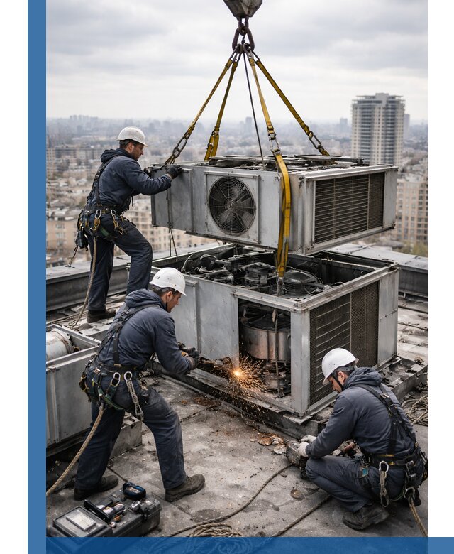 Демонтаж крышной установки в Дмитрах любой сложности