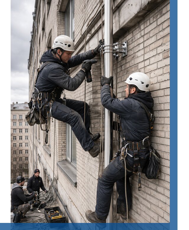 Монтаж флагштока на здании в Дмитрах от 6968 р. | ВЫСОТНИК-Дмв