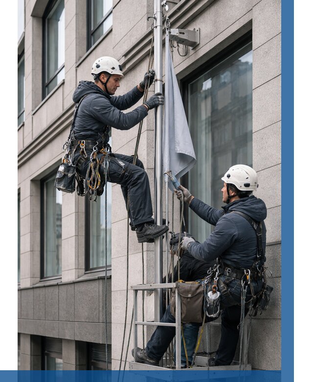 Установка флагов на фасаде в Дмитрах от 4824 р. | ВЫСОТНИК-Дмв