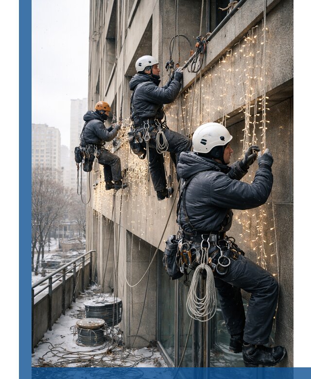 Монтаж новогодней иллюминации и украшение фасадов в Дмитрах