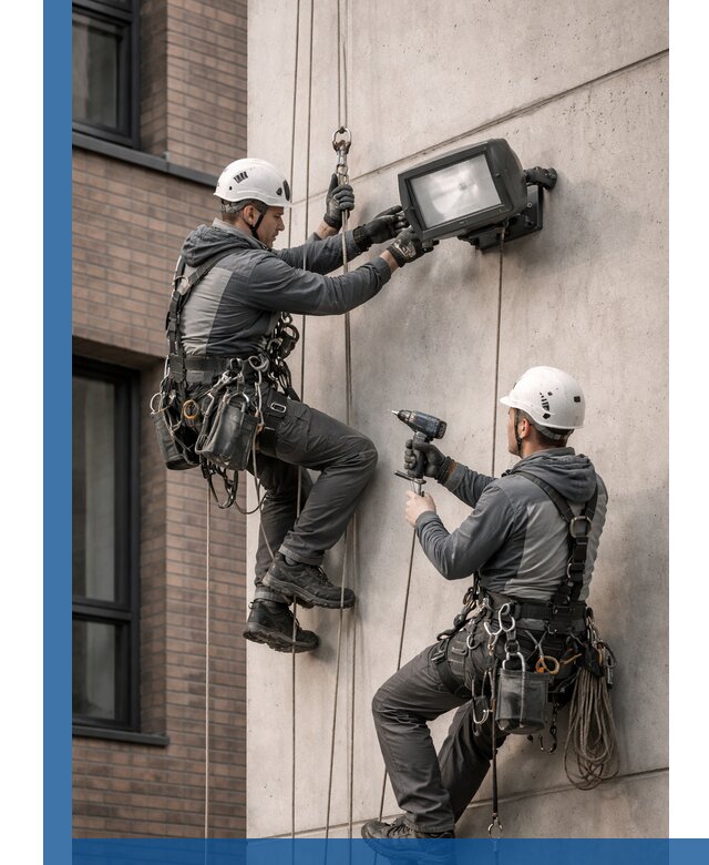 Профессиональный монтаж фасадных прожекторов в Дмитрах под ключ