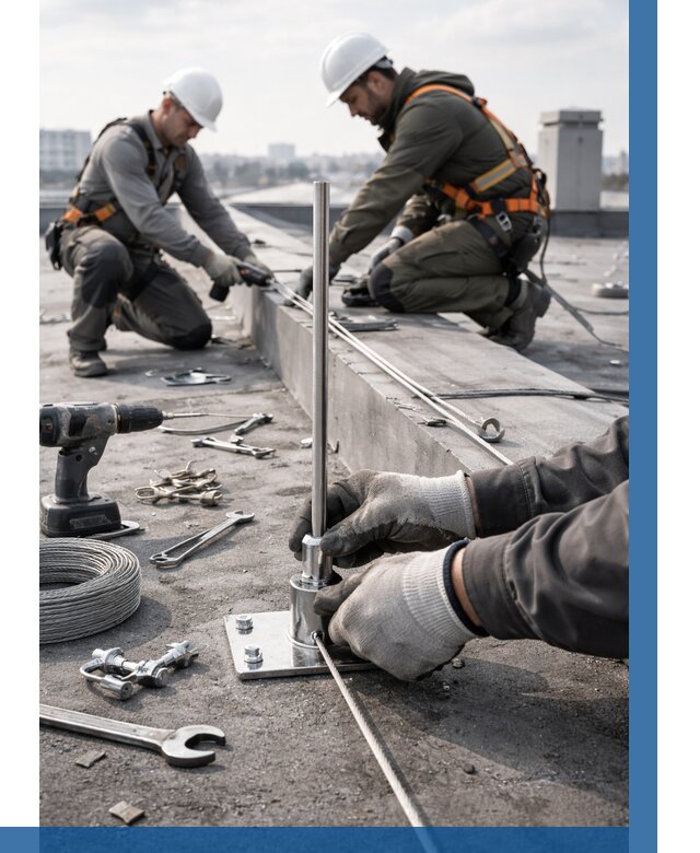 Монтаж молниезащиты на кровле в Дмитрах цена от 26800 р. | ВЫСОТНИК-Дмв