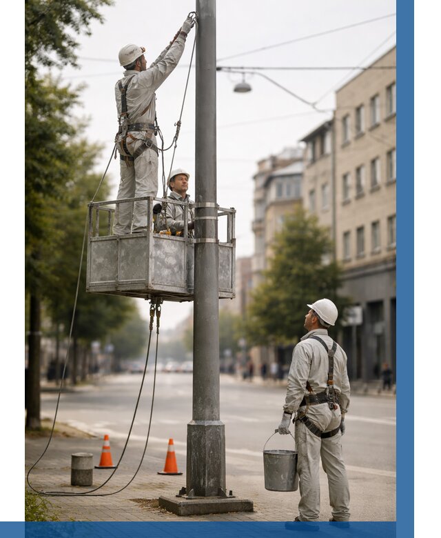 Покраска опор освещения в Дмитрах от 5360 р. | ВЫСОТНИК-Дмв