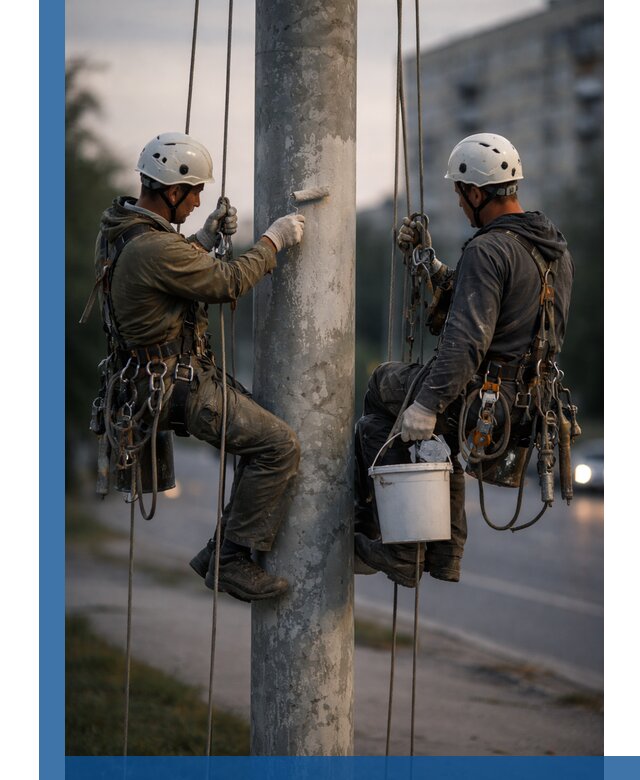 Покраска опор освещения и антикоррозийная защита в Дмитрах