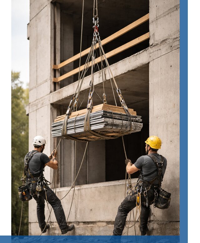 Подъем материала на этаж веревками в Дмитрах от 1608 р. | ВЫСОТНИК-Дмв