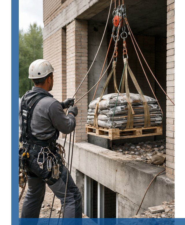 Подъем материалов на этаж веревками в Дмитрах оперативно
