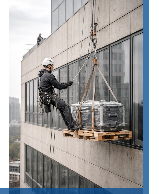 Спуск груза по фасаду в Дмитрах от 3752 р. | ВЫСОТНИК-Дмв