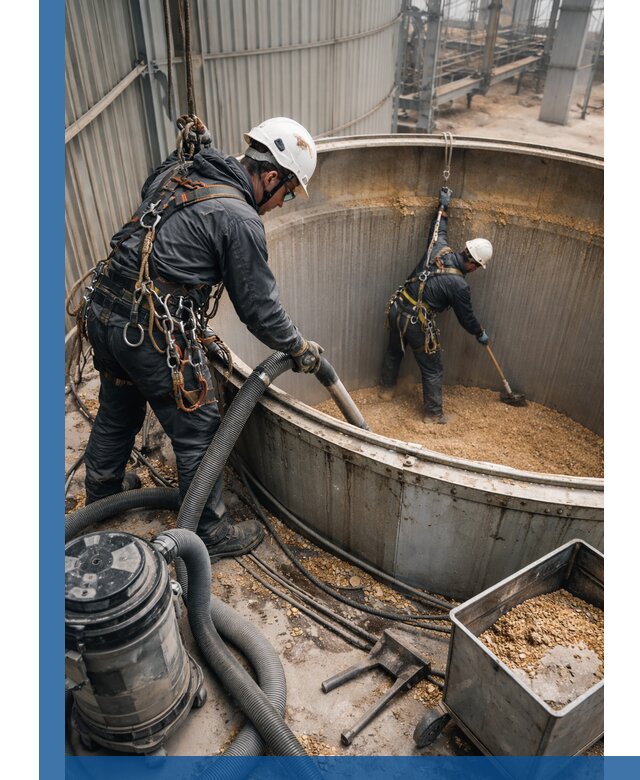 Профессиональная чистка зерновых бункеров в Дмитрах с выездом