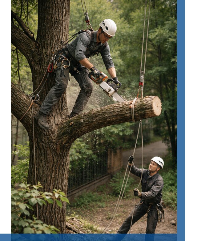 Спил деревьев альпинистами в Дмитрах от 8576 р. | ВЫСОТНИК-Дмв