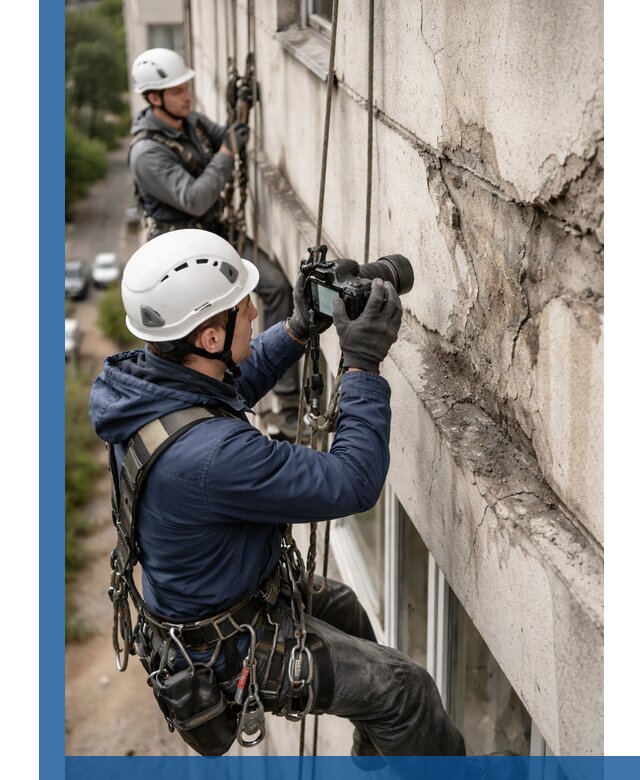 Фотофиксация дефектов фасада с высотной съемкой в Дмитрах