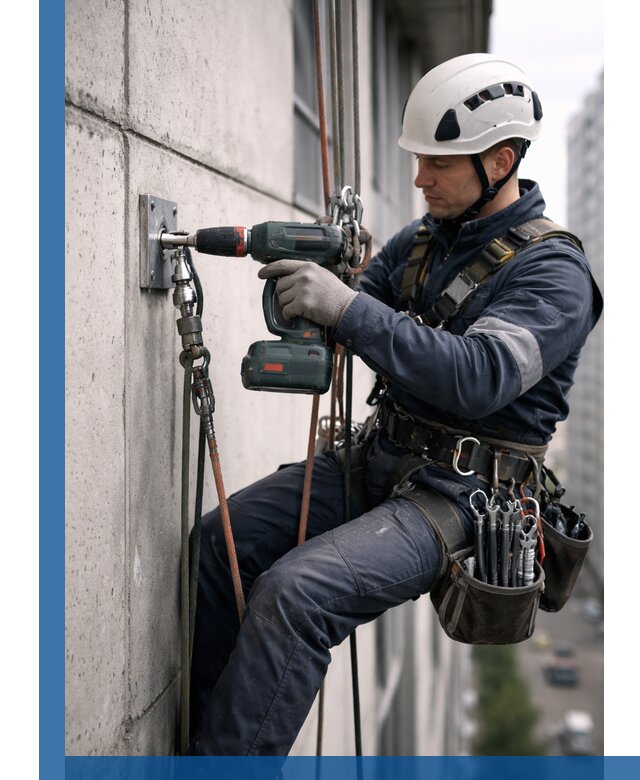 Установка анкерных точек для высотных работ в Дмитрах